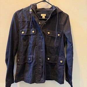 J Crew Resin-coated Twill Jacket with Hood - Size S